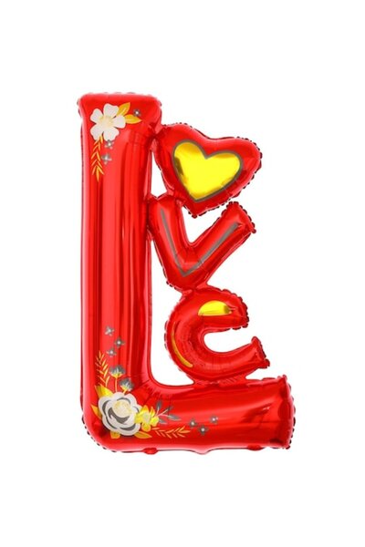 Danex Metallic Foil Balloon, LOVE Figure, Love Theme, 110x64 cm, Red, Straw Included