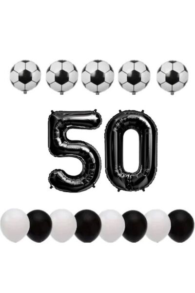 OEM Set de 15 baloane, ESB, aniversare de 50 de ani, temă fotbal, număr folie...