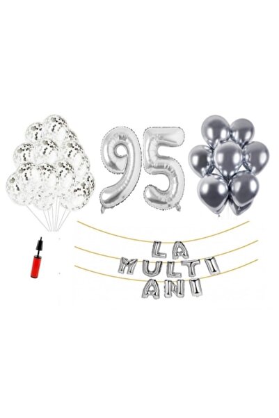 OEM Set de 33 de baloane, „La mulți ani” aniversare 95 de ani, numere folie 1...