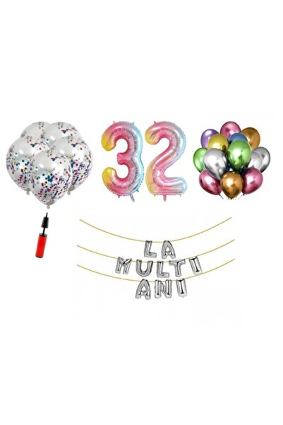 OEM Set baloane, 33 piese – litere „LA MULȚI ANI” și număr din folie 101 cm, ...