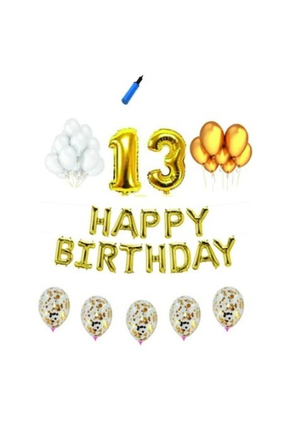 Domi Party & Gifts Set baloane Happy Birthday , 13 ani, auriu