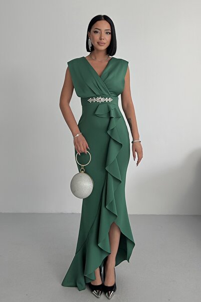 ALFUDO Moda Collection Țesătură pentru scufundări, verde pentru femei, fustă ...