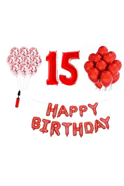 Domi Party & Gifts Set 33 baloane , Happy Birthday aniversare 15 ani, cifre f...