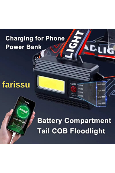 farissu Alaska Profesyonel 30W Lazer LED Şarjlı Kafa Lambası | 1 KM Menzil | Zoom + Powerbank Özellikli