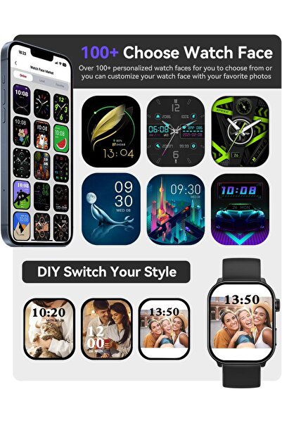 Kieslect Smart Watch (Answer/Make Call), 2.1" Curved AMOLED Screen Smartwatch for Men Women, 100+ Sport Modes