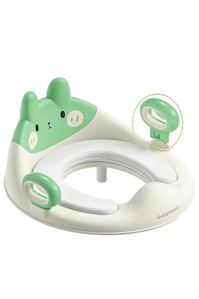 Domi Party & Gifts Capac WC cu Reductie, Domi Party & Gifts®,pentru Copii,cu Manere,Model Ursulet,Plastic Durabil,Verde