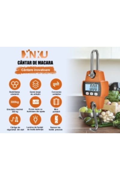 XinXu Electronic Hand Scale, Xinxu, with hook, Portable, Maximum 300 kg, Illuminated Display, For kitchen,