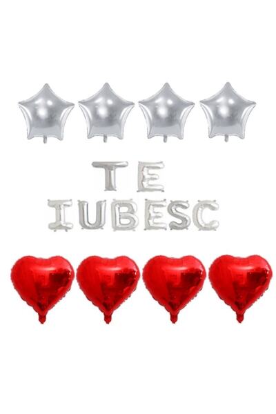 Domi Party & Gifts Set 16 baloane folie I LOVE YOU argintii, Domi Party & Gif...