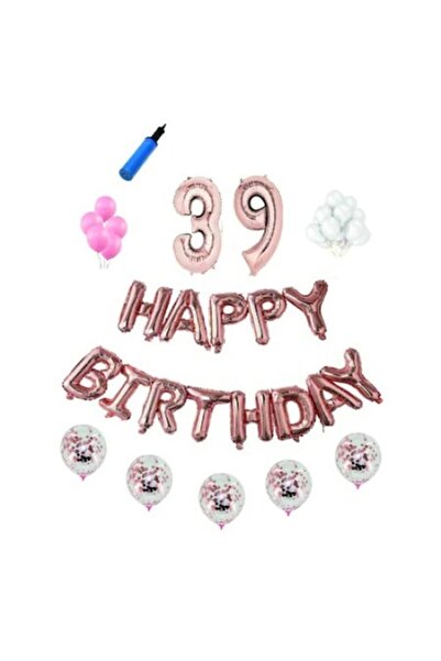 Domi Party & Gifts Set baloane La multi ani, 39 ani, aur roz