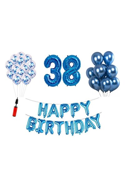 OEM Σετ μπαλονιών, 36 στοιχεία, Happy Birthday 38th anniversary, αριθμοί από ...