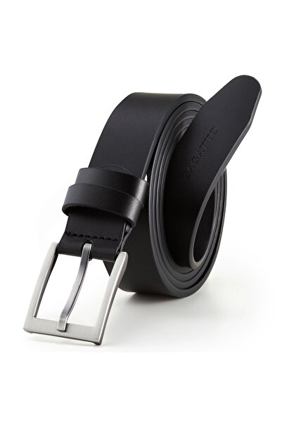 zagatto Ανδρική δερμάτινη ζώνη, κομψή, μαύρη, κλασική αγκράφα, πλάτος 2,8 cm,...