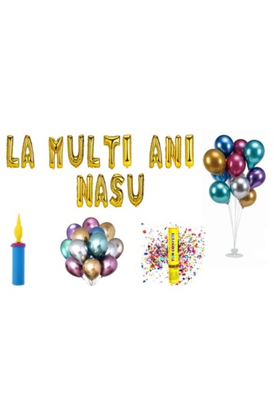 OEM Set baloane La mulți ani cu tema Naș, cadou pentru decor tort, 75 buc, aurii