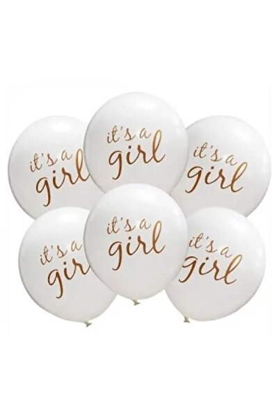 Domi Party & Gifts Set 20 baloane latex albe, imprimeu auriu It's a girl, bot...