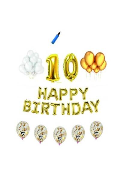 Domi Party & Gifts Set baloane Happy Birthday , 10 ani, auriu,
