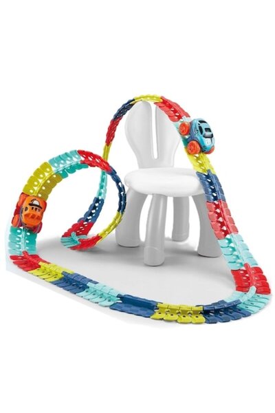 DAMUR Jucărie de construcție RollerCoaster, 138 piese, 41,5x31x7 cm, cu mașin...