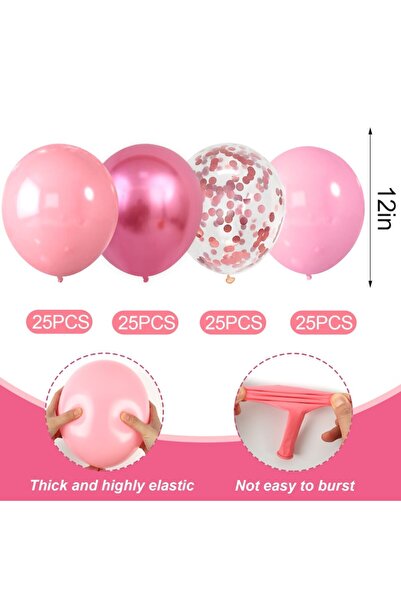 OEM Set 100 baloane multicolore,12 inch,roz/roz deschis