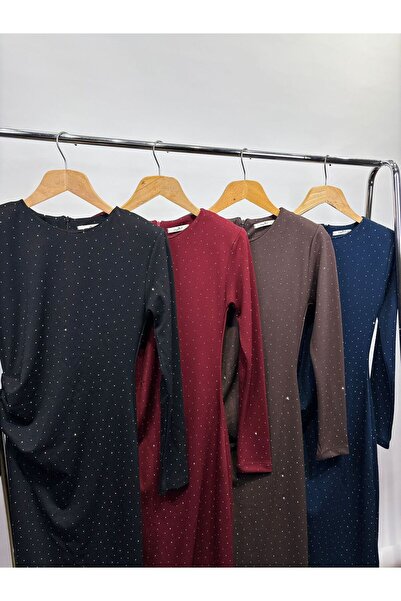 HOFY 26145 Padded Side Gathered Stone Modal Dress