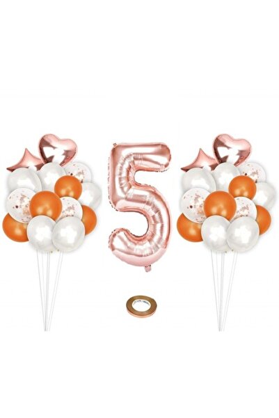 Karll Σετ για επέτειο Rosegold Luftballons, 5 χρόνια, 33 τεμάχια, χρυσό/ροζ