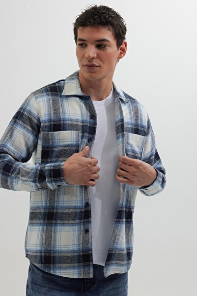 Tudors Regular Fit Normal Cut Double Pocket Winter Lumberjack Checkered Men's Shirt