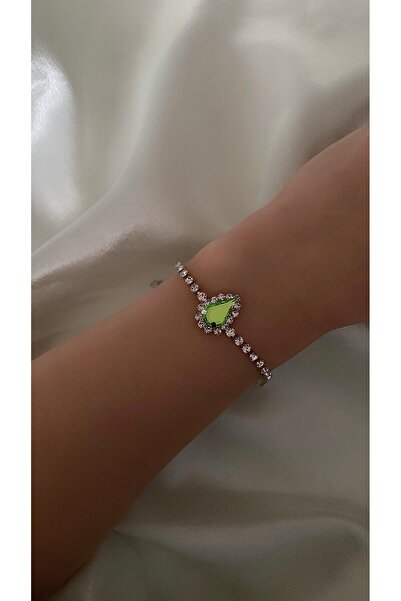 Avcıoğlu Aksesuar سوار نسائي من حجر الزركون الكريستالي مطلي بالفضة، مناسب للز...