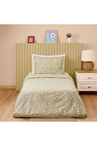 Evidea Set de lenjerie de pat Soft Sylvara pentru o persoană - Ecru / Verde