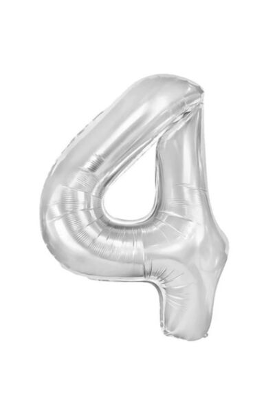 Danex Metallic Foil Balloon, Number 4 Figurine, 100 cm, Silver