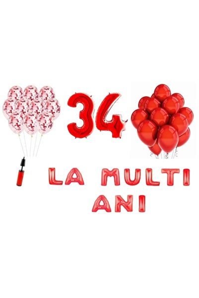 OEM Set de 33 de baloane, La mulți ani de 34 de ani, numere din folie 100 cm,...