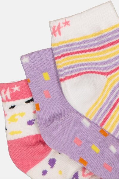 Hamleys Toddlers Girl 3 Pair Allover Print Socks, Multicolor