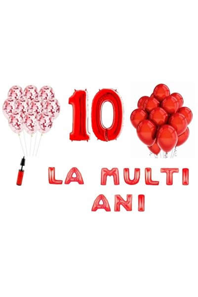 OEM Set de 33 de baloane - aniversare de 10 ani „La Multi Ani”, număr folie 1...