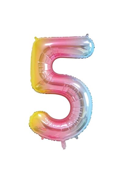 Domi Party & Gifts Balon folie, Domi Party & Gifts, Curcubeu, cifra 5, 100 cm