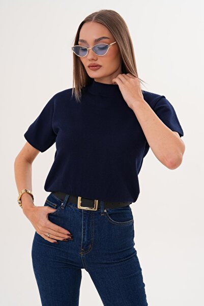 ŞİMAL Pulover tricotat cu mânecă scurtă pentru femei, tricotaj semi-pescar, 255174 -