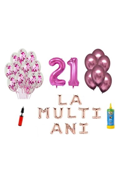 Domi Party & Gifts Set 34 baloane, La mulți ani 21 de ani, numere folie 100 c...