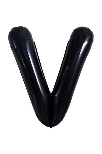 Danex Metallic Foil Balloon - Letter V, 40 cm, Inflatable with Helium or Air, Straw Included, Black