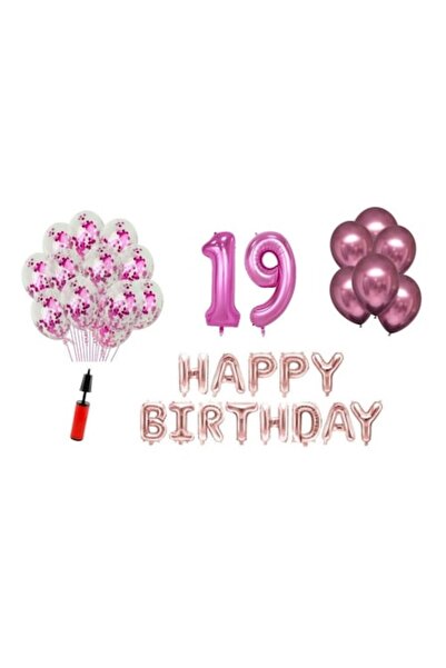 Domi Party & Gifts Set 33 baloane , Happy Birthday aniversare 19 ani, cifre f...