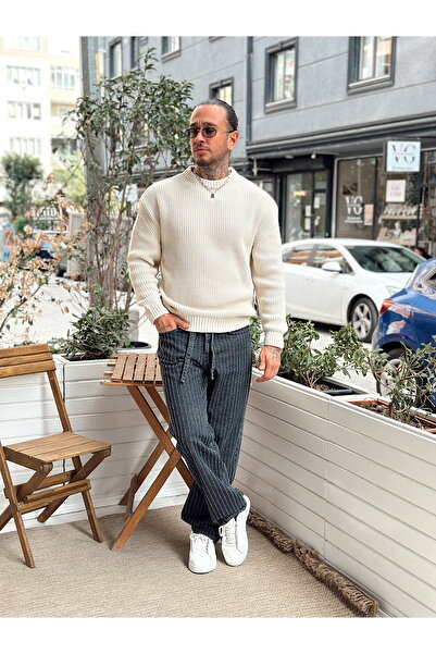 manch collection oversized Βασικό πλεκτό φούτερ κρέμα