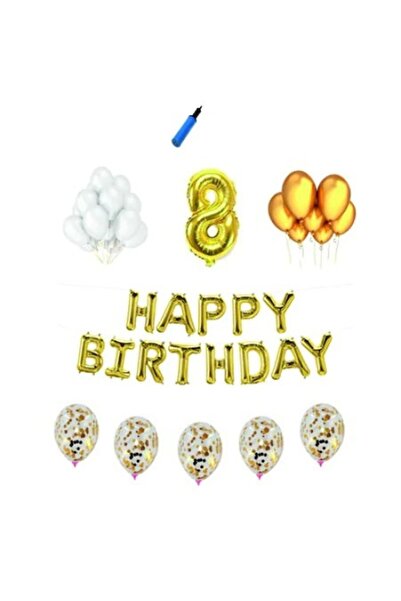 Domi Party & Gifts Set baloane Happy Birthday , 8 ani, auriu, 40 piese,