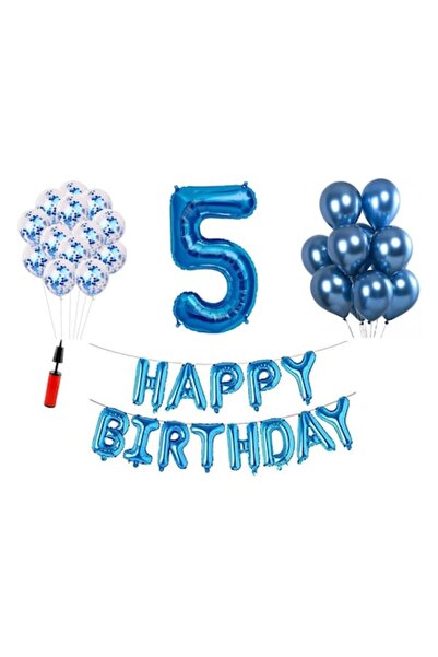OEM Σετ 35 μπαλονιών, Happy Birthday, 5 χρόνια, αριθμός από αλουμινόχαρτο 100...