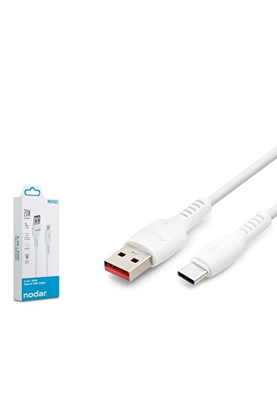 NODAR كابل Nd1103 من USB إلى Type-C، 3.4 أمبير، 20 واط، 1 متر، أبيض