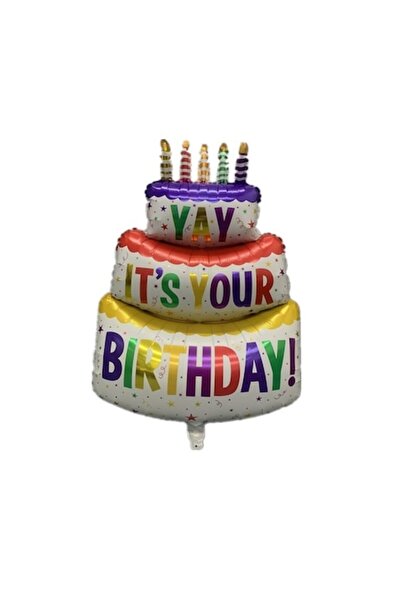 Danex Balon folie metalică pentru tort de ziua de naștere, 102x62 cm, pai inclus, multicolor