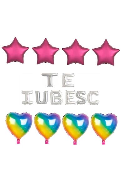 Domi Party & Gifts Set 16 baloane folie I LOVE YOU argintii, Domi Party & Gif...