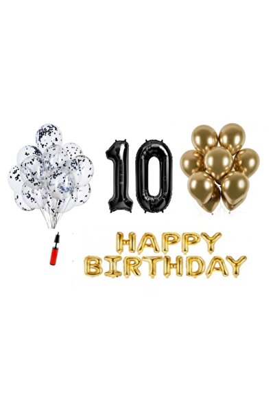 OEM Set baloane, 36 piese, La mulți ani aniversare 10 ani, număr folie 101 cm...