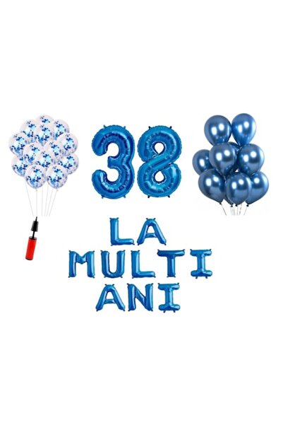 OEM Set de 33 de baloane - La mulți ani 38 de ani - numere folie 100 cm - Alb...