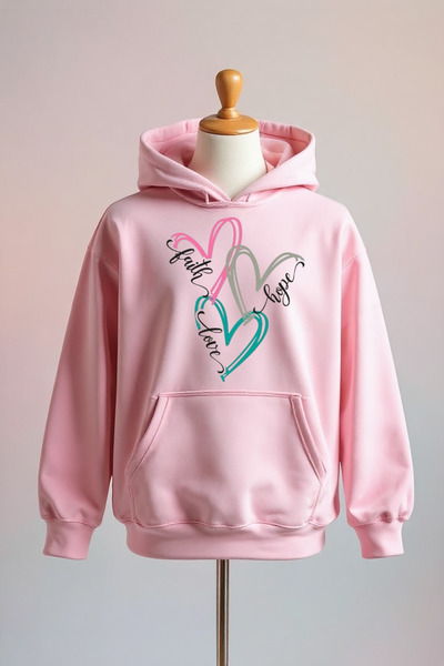 Vordevia سويت شيرت كبير الحجم مصنوع من القطن بطبعة قلب و3 خيوط