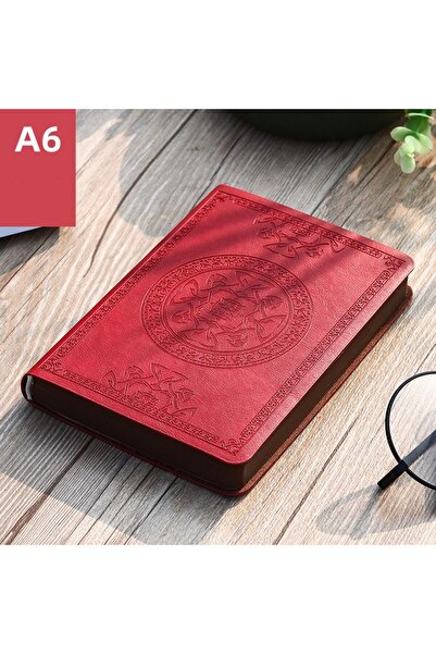 Choice A6 Red pattern A6 Retro style pocket type mini notebook Stamping process artificial PU leather writi