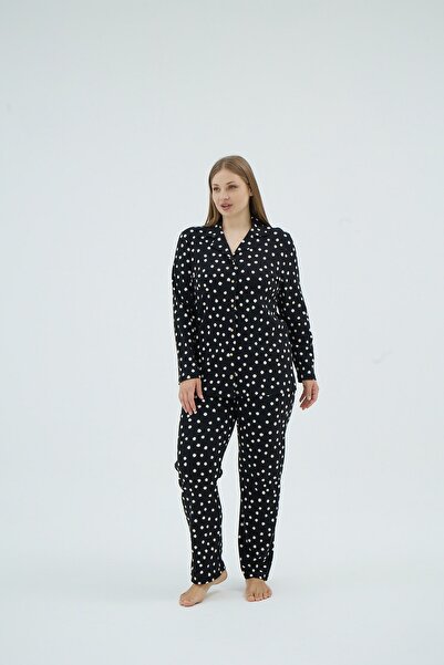 Sevim 17182 KADIN BIG SIZE DÜĞMELİ PİJAMA TAKIM