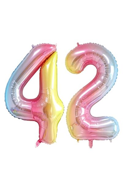 Domi Party & Gifts Set of 2 foil balloons with numbers, Rainbow, 42nd birthda...