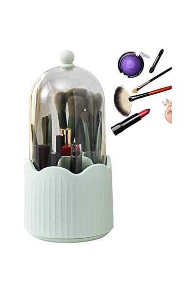 DAMUR Makeup Brush Storage Box, Rotating, Plastic, 36 cm x 13 cm, Green