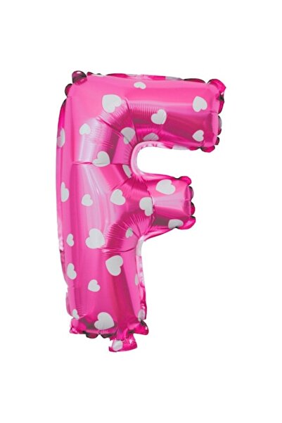 Danex Balon folie litera F, 40 cm, imprimeu inimă, roz, gonflabil cu heliu sa...