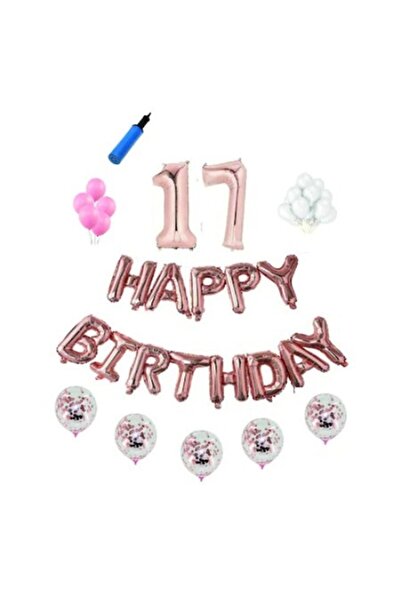Domi Party & Gifts Set baloane Happy Birthday , 17 ani, rose gold