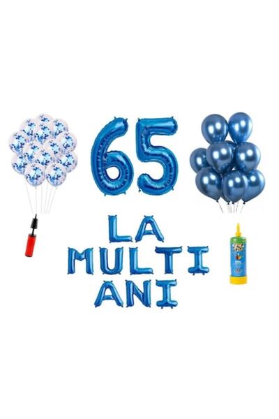 Domi Party & Gifts Set 34 baloane, La mulți ani de 65 de ani, numere folie 10...